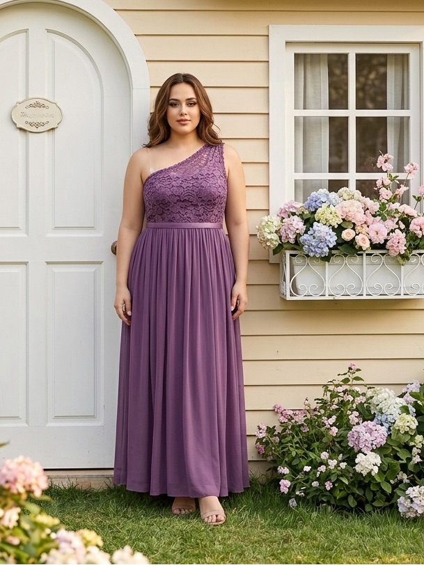 David's Bridal Lavendar Purple Lace & Chiffon Bridesmaid Dress Size 20